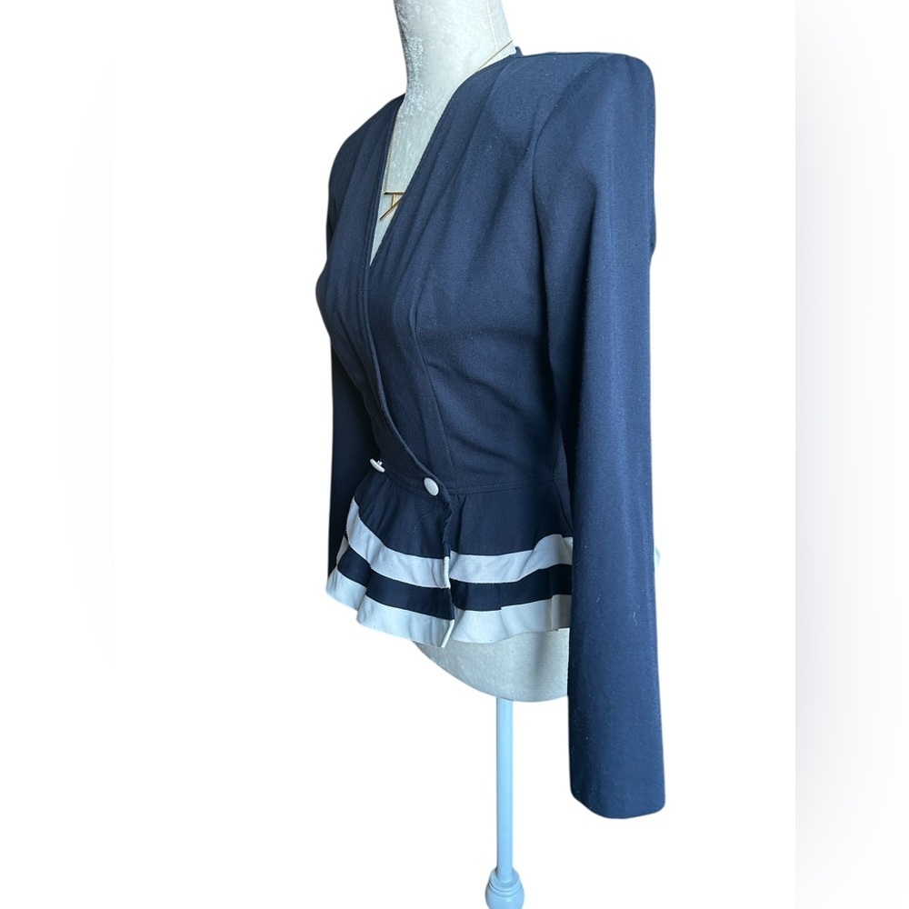 Sophisticate Navy Peplum Blazer Size XS | Structured Tailored Jacket - Picture 4 of 12